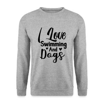 Ich liebe Schwimmen und Hunde - Unisex Pullover - Weißgrau meliert - Vorne - Alina (178cm) & Michal (187cm)