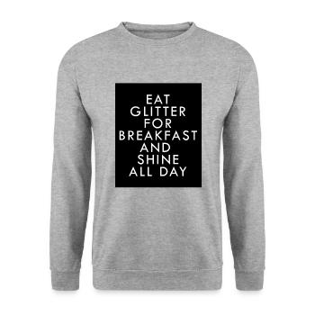 I eat glitter for breakfast Unicorn - Unisex Sweatshirt - salt & pepper - Front - Alina (178cm) & Michal (187cm)