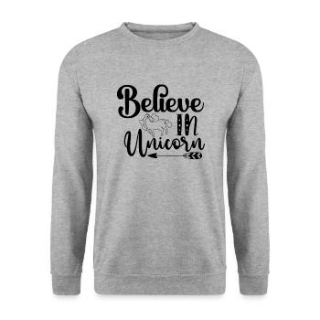 Belief in Unicorn Unicorn - Unisex Sweatshirt - salt & pepper - Front - Alina (178cm) & Michal (187cm)