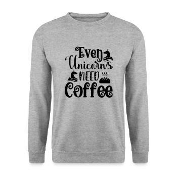 Même les licornes ont besoin de café licorne - Sweat-shirt Unisexe - gris chiné - Devant - Alina (178cm) & Michal (187cm)