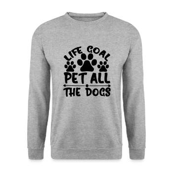 Lebensziel Haustier alle Hunde - Unisex Pullover - Weißgrau meliert - Vorne - Alina (178cm) & Michal (187cm)