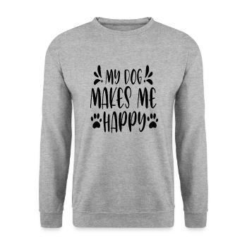 Mon chien me rend heureux - Sweat-shirt Unisexe - gris chiné - Devant - Alina (178cm) & Michal (187cm)