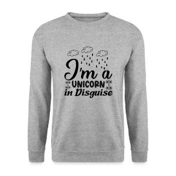 I am a unicorn in disguise Unicorn - Unisex Sweatshirt - salt & pepper - Front - Alina (178cm) & Michal (187cm)
