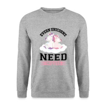 Même les licornes ont besoin de café licorne - Sweat-shirt Unisexe - gris chiné - Devant - Alina (178cm) & Michal (187cm)
