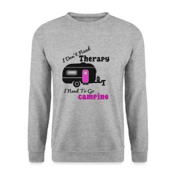 Camping Therapie Natur Outdoor Berge - Unisex Pullover - Weißgrau meliert - Vorne - Alina (178cm) & Michal (187cm)