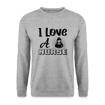 J’aime une infirmière - Sweat-shirt Unisexe - gris chiné - Devant - Alina (178cm) & Michal (187cm)