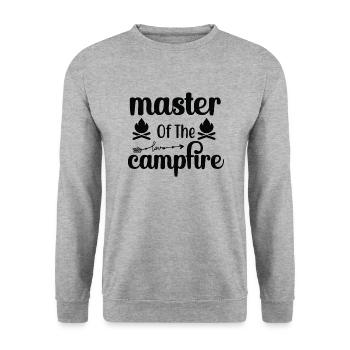 Meister des Lagerfeuers Wandershirt - Unisex Pullover - Weißgrau meliert - Vorne - Alina (178cm) & Michal (187cm)