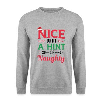 Schön mit einem Hauch von unanständig Weihnachten - Unisex Pullover - Weißgrau meliert - Vorne - Alina (178cm) & Michal (187cm)
