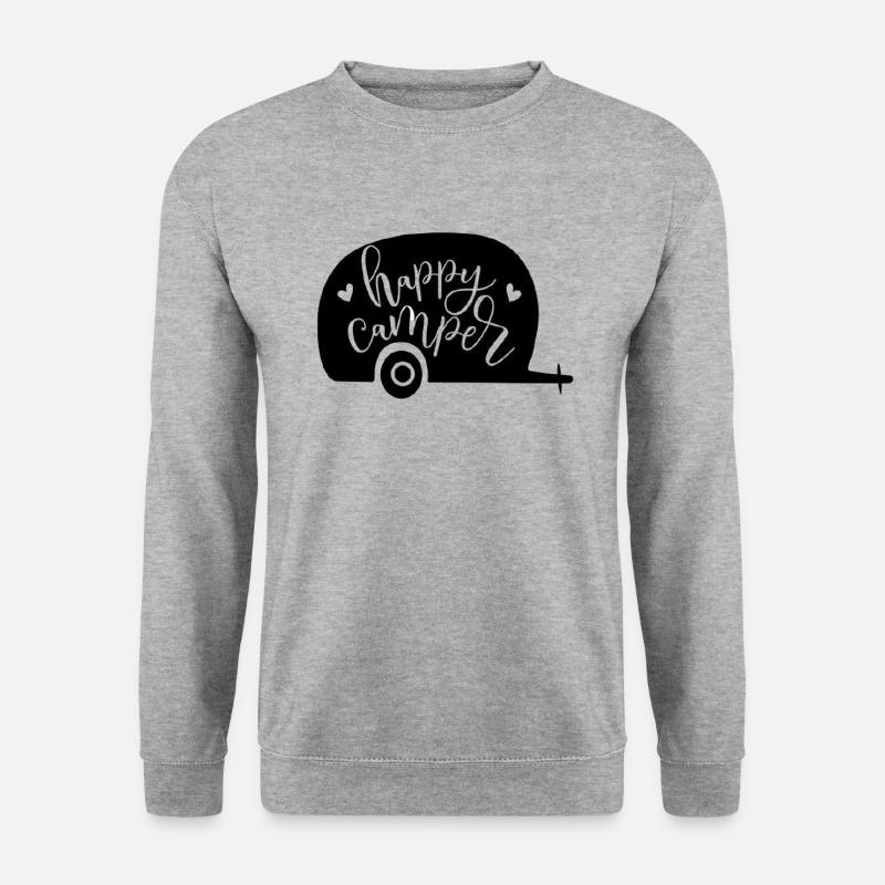 Glückliche Camper - Unisex Pullover - Weißgrau meliert