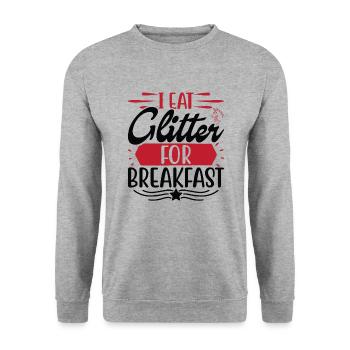 I eat glitter for breakfast Unicorn - Unisex Sweatshirt - salt & pepper - Front - Alina (178cm) & Michal (187cm)