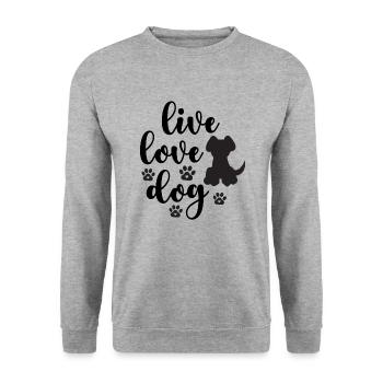 Vie Amour Chiens - Sweat-shirt Unisexe - gris chiné - Devant - Alina (178cm) & Michal (187cm)