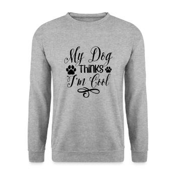 My dog thinks I'm cool - Unisex Sweatshirt - salt & pepper - Front - Alina (178cm) & Michal (187cm)