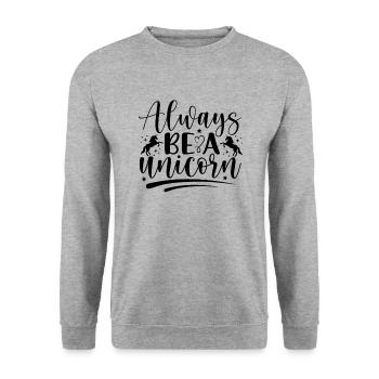 Sei immer ein Einhorn Unicorn - Unisex Pullover - Weißgrau meliert - Vorne - Alina (178cm) & Michal (187cm)