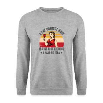 Ein Tag ohne Wein - Unisex Pullover - Weißgrau meliert - Vorne - Alina (178cm) & Michal (187cm)