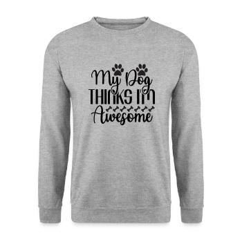 Mein Hund findet mich klasse - Unisex Pullover - Weißgrau meliert - Vorne - Alina (178cm) & Michal (187cm)