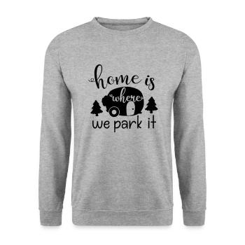 Home is where I park it Hiking - Unisex Sweatshirt - salt & pepper - Front - Alina (178cm) & Michal (187cm)
