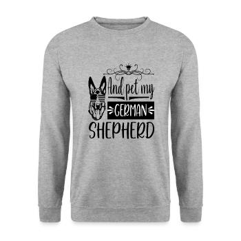 Alles was du brauchst ist Liebe und ein Hund - Unisex Pullover - Weißgrau meliert - Vorne - Alina (178cm) & Michal (187cm)