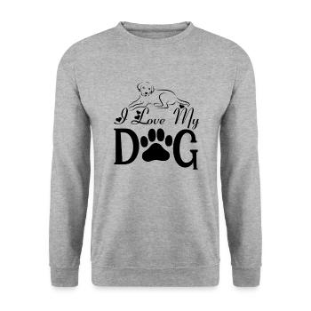 J’aime mon chien - Sweat-shirt Unisexe - gris chiné - Devant - Alina (178cm) & Michal (187cm)