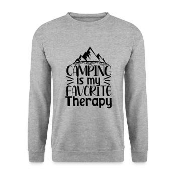 Camping ist meine Lieblingstherapie Wandern - Unisex Pullover - Weißgrau meliert - Vorne - Alina (178cm) & Michal (187cm)