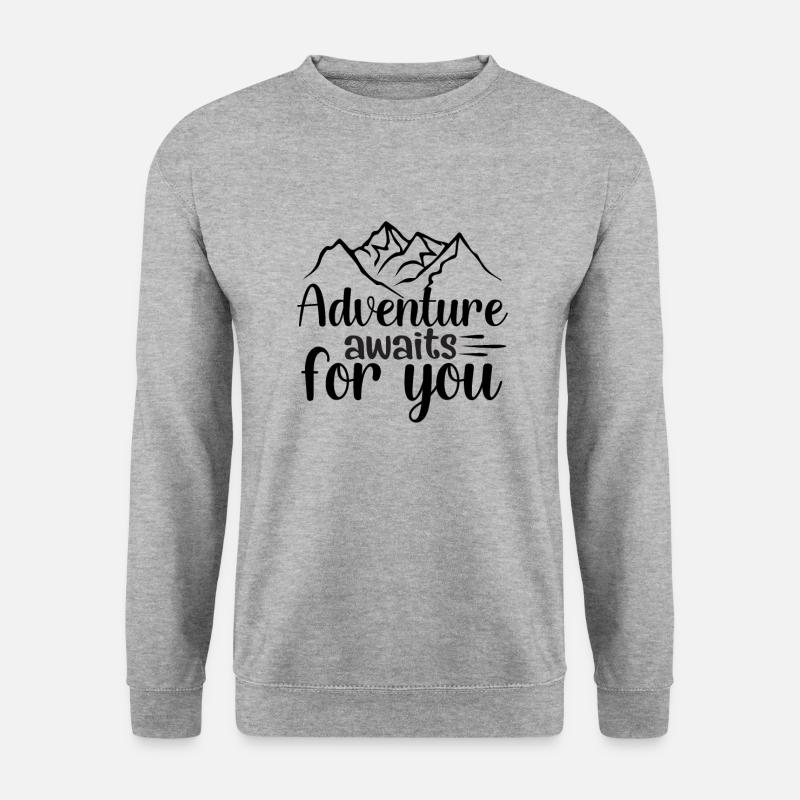 Abenteuer warten auf dich Wandershirt - Unisex Pullover - Weißgrau meliert