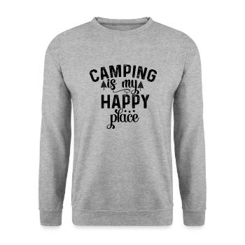 Camping ist mein Lieblingsplatz Wandershirt - Unisex Pullover - Weißgrau meliert - Vorne - Alina (178cm) & Michal (187cm)