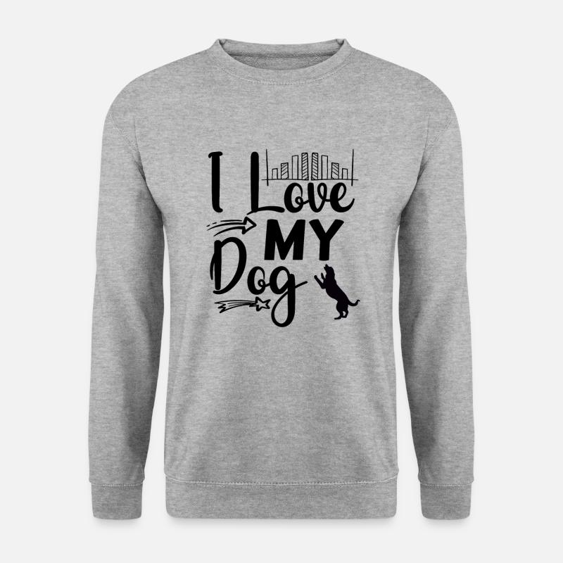 Ich liebe meinen Hund - Unisex Pullover - Weißgrau meliert
