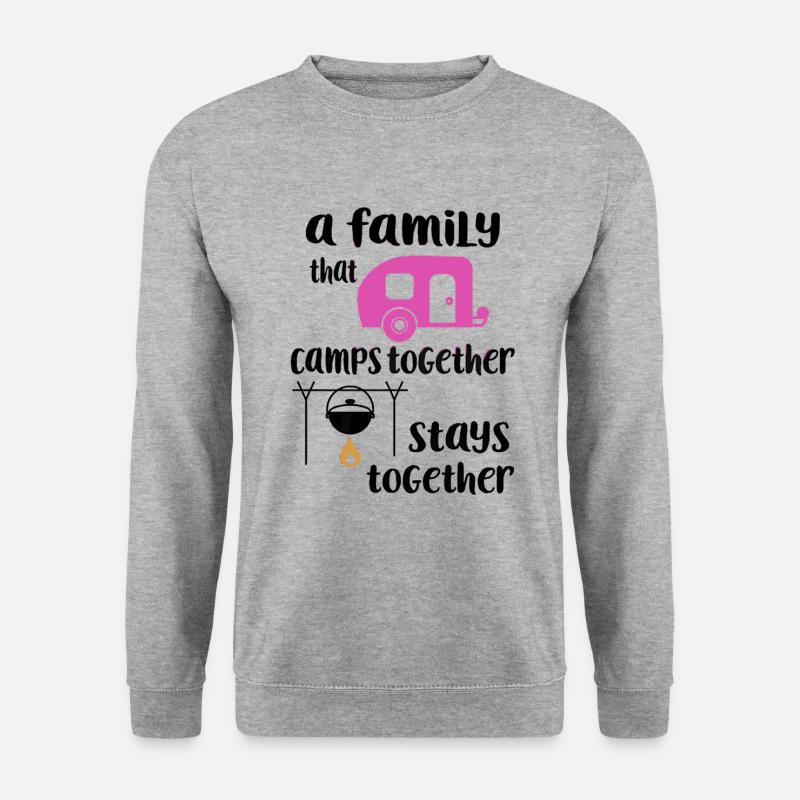 Familien Camping Wandershirt - Unisex Pullover - Weißgrau meliert