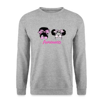 Breast Cancer Awareness - Unisex Sweatshirt - salt & pepper - Front - Alina (178cm) & Michal (187cm)