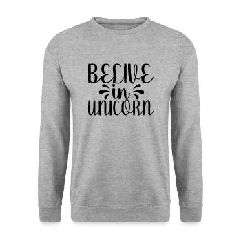 Croyance en la licorne Licorne - Sweat-shirt Unisexe - gris chiné - Devant - Alina (178cm) & Michal (187cm)