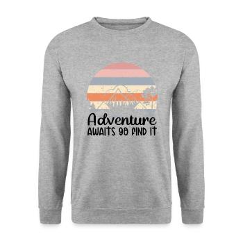 L’aventure vous attend, trouvez-la en randonnée - Sweat-shirt Unisexe - gris chiné - Devant - Alina (178cm) & Michal (187cm)