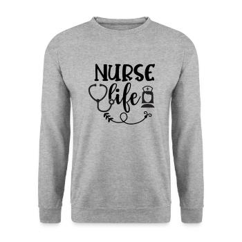 Nurse Life - Unisex Sweatshirt - salt & pepper - Front - Alina (178cm) & Michal (187cm)