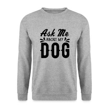 Fragen Sie mich nach meinem Hund - Unisex Pullover - Weißgrau meliert - Vorne - Alina (178cm) & Michal (187cm)