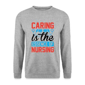 Fürsorge ist das Wesen einer Krankenschwester - Unisex Pullover - Weißgrau meliert - Vorne - Alina (178cm) & Michal (187cm)