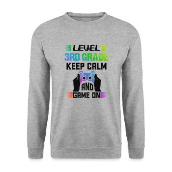 Niveau 3RD GRADE restez calme et jouez - Sweat-shirt Unisexe - gris chiné - Devant - Alina (178cm) & Michal (187cm)