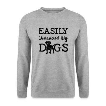 Facilement distrait par les chiens - Sweat-shirt Unisexe - gris chiné - Devant - Alina (178cm) & Michal (187cm)