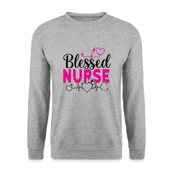 Blessed Nurse - Unisex Sweatshirt - salt & pepper - Front - Alina (178cm) & Michal (187cm)