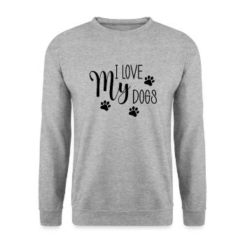 J’aime mes chiens - Sweat-shirt Unisexe - gris chiné - Devant - Alina (178cm) & Michal (187cm)
