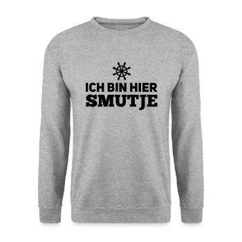 I'm here Smutje - Cook Sailing Motivation - Unisex Sweatshirt - salt & pepper - Front - Alina (178cm) & Michal (187cm)