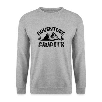 Abenteuer erwarten dich Wandershirt - Unisex Pullover - Weißgrau meliert - Vorne - Alina (178cm) & Michal (187cm)