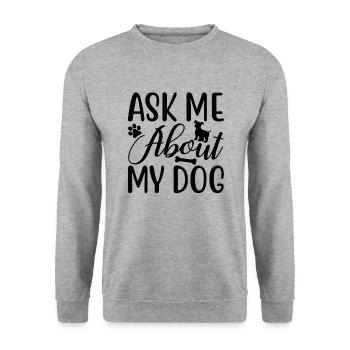 Fragen Sie mich nach meinem Hund - Unisex Pullover - Weißgrau meliert - Vorne - Alina (178cm) & Michal (187cm)
