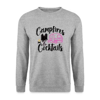 Lagerfeuer und Cocktails Wandershirt - Unisex Pullover - Weißgrau meliert - Vorne - Alina (178cm) & Michal (187cm)
