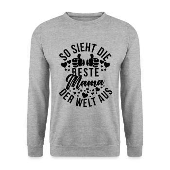 Beste Mama Der Welt Aus Muttertag Mutter - Unisex Pullover - Weißgrau meliert - Vorne - Alina (178cm) & Michal (187cm)
