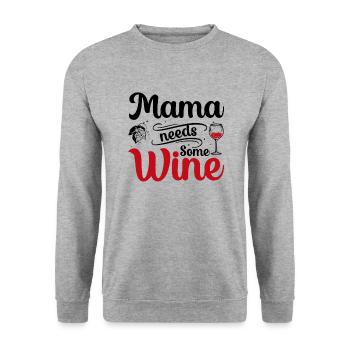 Maman a besoin de vin - Sweat-shirt Unisexe - gris chiné - Devant - Alina (178cm) & Michal (187cm)