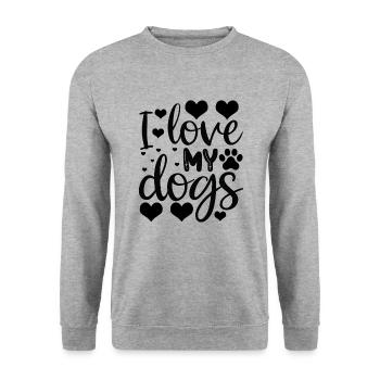 J’aime mes chiens - Sweat-shirt Unisexe - gris chiné - Devant - Alina (178cm) & Michal (187cm)