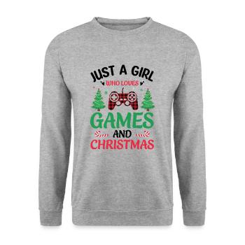 Just a girl who loves games Norwegian patterns - Unisex Sweatshirt - salt & pepper - Front - Alina (178cm) & Michal (187cm)