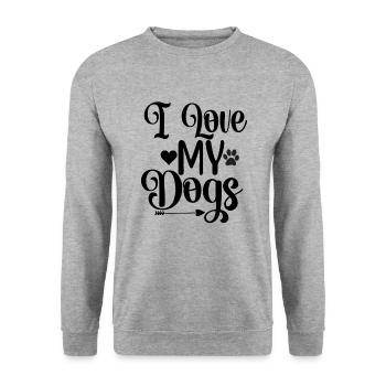 J’aime mes chiens - Sweat-shirt Unisexe - gris chiné - Devant - Alina (178cm) & Michal (187cm)