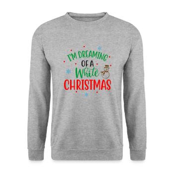 Ich träume von weißen Weihnachten Ugly Christmas - Unisex Pullover - Weißgrau meliert - Vorne - Alina (178cm) & Michal (187cm)