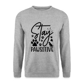 Stay pawsitive - Unisex Sweatshirt - salt & pepper - Front - Alina (178cm) & Michal (187cm)