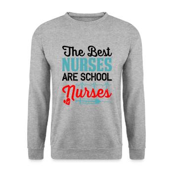 Die besten Schwestern sind Schulkrankenschwestern - Unisex Pullover - Weißgrau meliert - Vorne - Alina (178cm) & Michal (187cm)