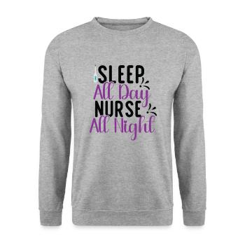 Schlafen Tag Krankenschwester Nacht - Unisex Pullover - Weißgrau meliert - Vorne - Alina (178cm) & Michal (187cm)